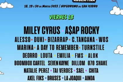 Lollapalooza 2022: 18, 19 y 20 de marzo en San Isidro. Miley Cyrus, Foo Fighters, The Strokes, A$AP Rocky, C. Tangana, y más