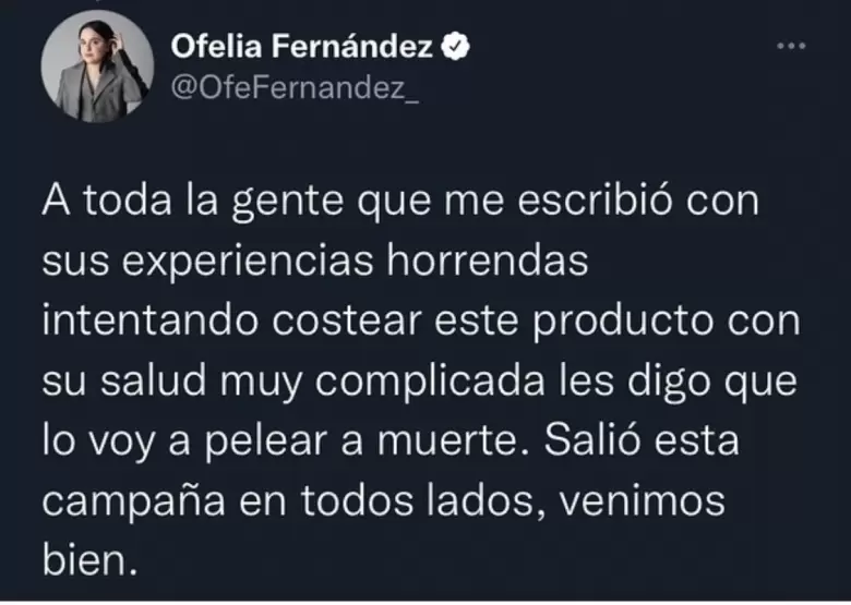 Tuit de Ofelia Fernández