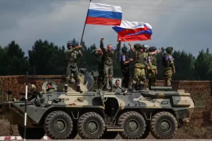 Tanque ruso en la frontera con Ucrania.