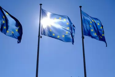 Banderas de la Unión Europea en Bruselas.