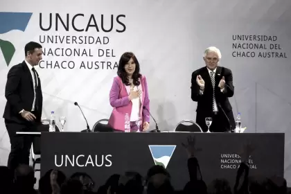 Cristina Fernández de Kirchner expone en la sede de la Universidad Nacional del Chaco Austral ubicada en Resistencia.
