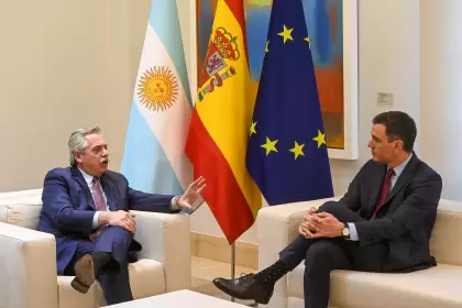 El presidente Alberto Fernández se reunió hoy con el jefe de Gobierno de España, Pedro Sánchez, en el Palacio de la Moncloa.