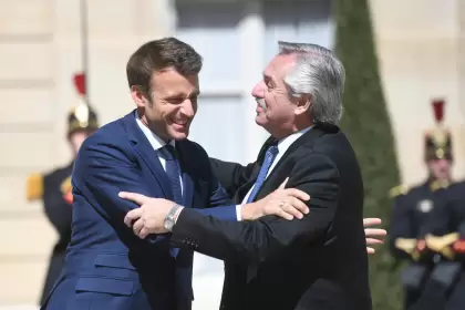 El presidente Alberto Fernndez y su par de Francia, Emmanuel Macron.