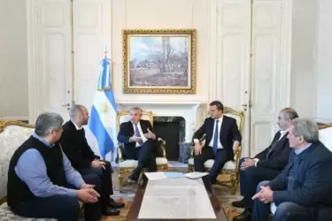 Reunión entre Alberto Fernández, Martín Guzmán, Sergio Massa, Héctor Daer, Carlos Acuña y Pablo Moyano.