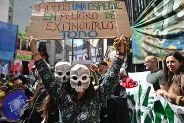 Con carteles, máscaras y disfraces, ambientalistas piden en Congreso por la Ley de Humedales