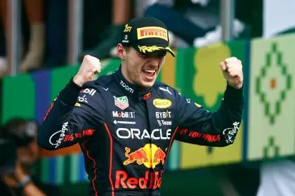 El festejo de campeón de Max Verstappen