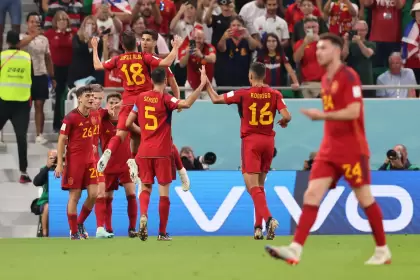 El festejo de los jugadores de España