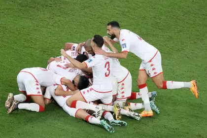 El festejo de Túnez luego del gol de Wahbi Khazri