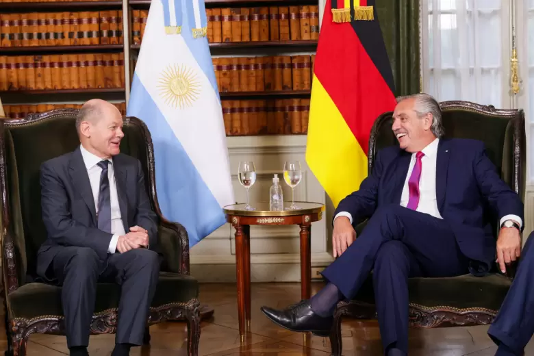 El presidente Alberto Fernández y el canciller de Alemania, Olaf Scholz, brindaron una declaración conjunta