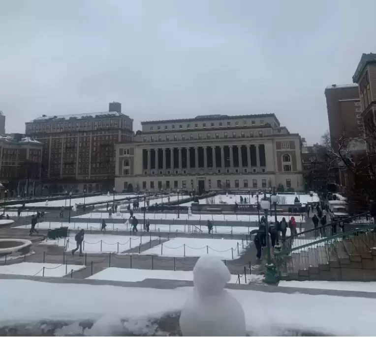 La nieve sobre el campus de la Universidad de Columbia, en la isla de Manhattan