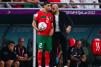 Hakimi y Regragui durante el Mundial de Qatar