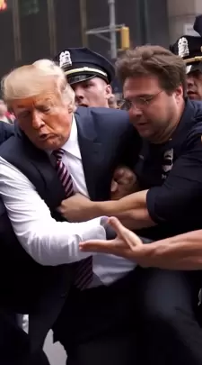 Falsas imágenes del expresidente estadounidense Donald Trump en el supuesto momento de ser arrestado