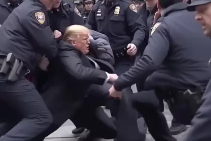 Falsas imágenes del expresidente estadounidense Donald Trump en el supuesto momento de ser arrestado