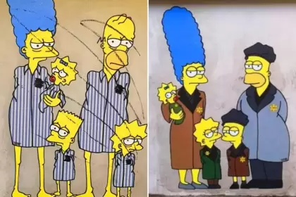 Vandalizaron en Milán un mural de Los Simpson que recuerda al Holocausto