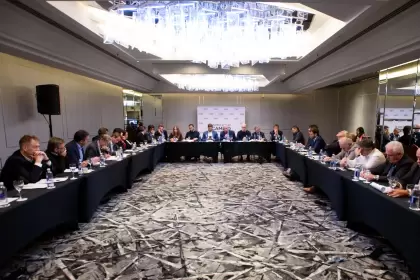 Integrantes de Juntos por el Cambio, reunidos este mediodía.