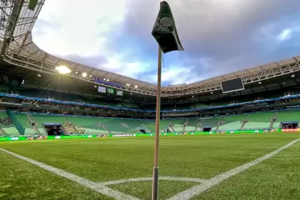 Así luce el campo de juego del estadio del conjunto brasileño (@Palmeiras)