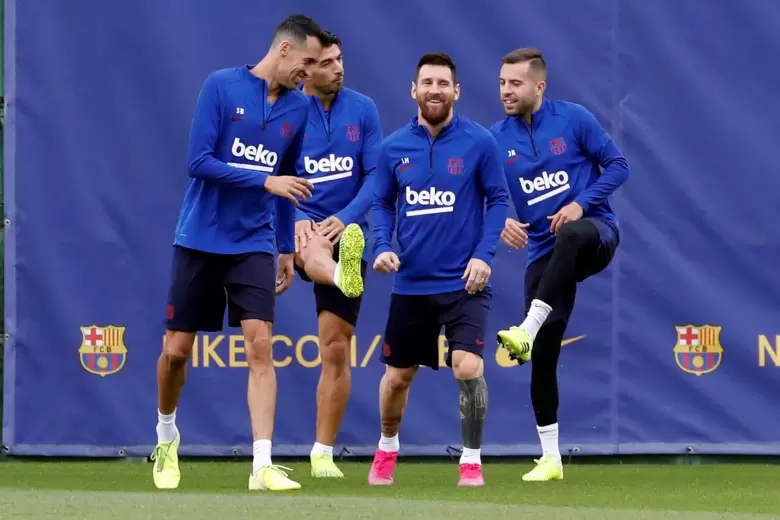 Busquets, Suárez, Messi y Jordi Alva