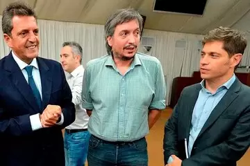 Sergio Massa, Máximo Kirchner y Axel Kicillof.