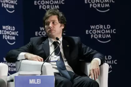 Javier Milei conversando en el World Economic Forum en Latinoamérica en 2014.