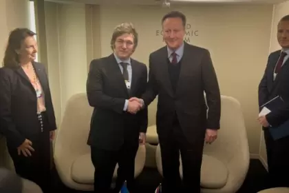 Javier Milei junto a David Cameron.