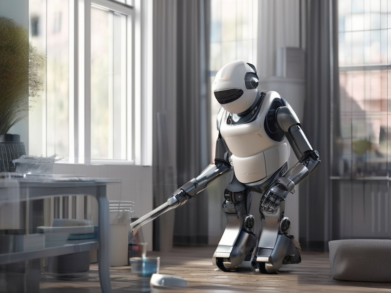 El robot de limpieza inteligente aspira limpia tu habitación desordenada ia  generativa