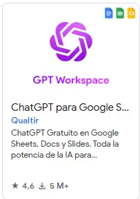 Complemento de ChatGPT para Google Sheets