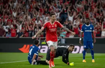 Con un gol de Angel Di Mara, Benfica sac ventaja y venci 2-1 al Olympique de Marsella por la ida de los cuartos de final