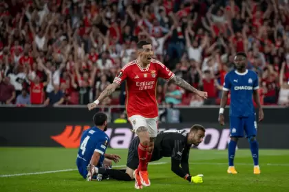 Con un gol de Angel Di Mara, Benfica sac ventaja y venci 2-1 al Olympique de Marsella por la ida de los cuartos de final
