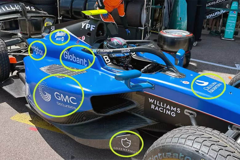 El auto del piloto argentino sum nuevos sponsors en las ltimas dos carreras.