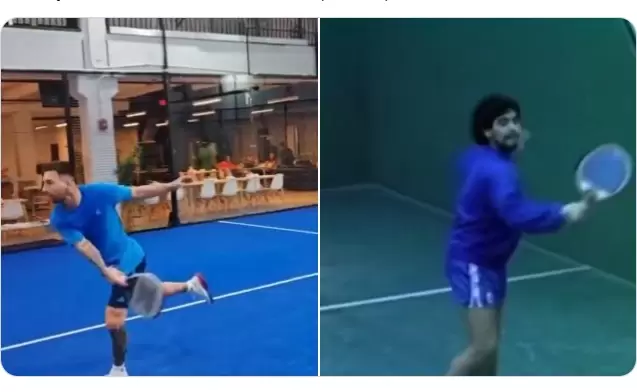 Messi y Maradona jugando padel