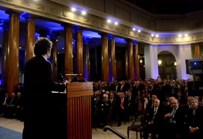 Javier Milei en la Bolsa de Buenos Aires