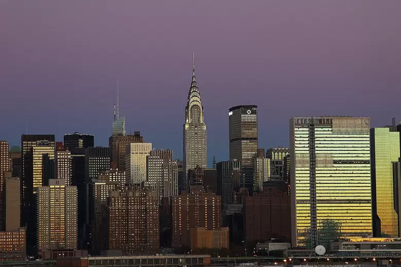 horizonte, ciudad, manhattan