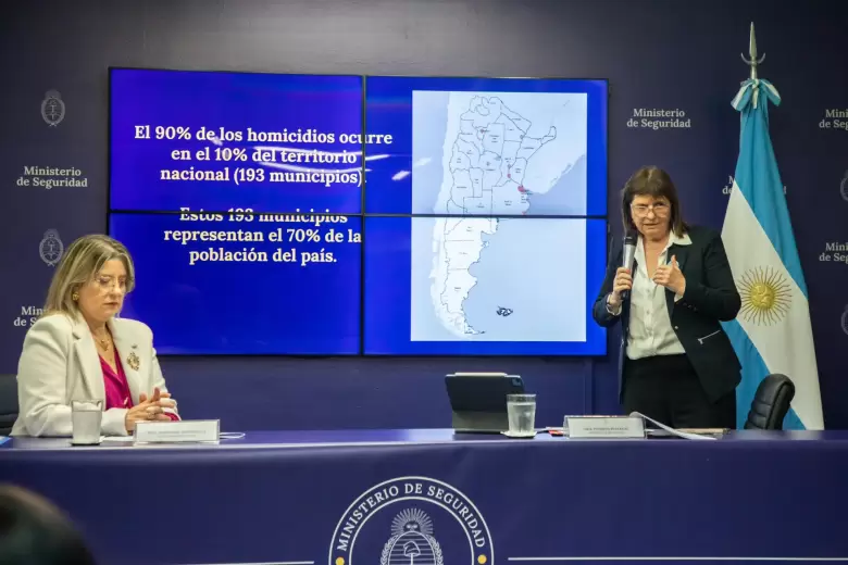 La ministra de Seguridad, Patricia Bullrich present los datos preliminares de 2024