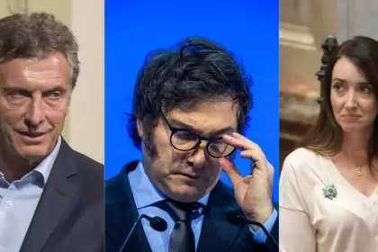 Mauricio Macri, Javier Milei y Victoria Villarruel.