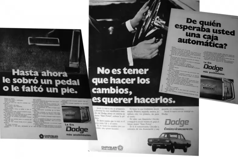 Publicidades de la poca del Dodge Coronado, primer modelo en tener una caja automtica en Argentina.