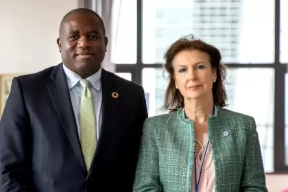 Los cancilleres Diana Mondino y David Lammy.