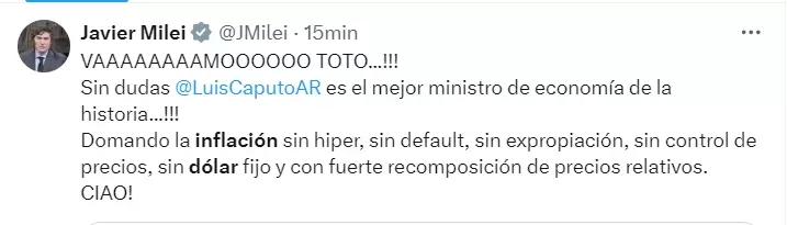Javier Milei, eufórico.