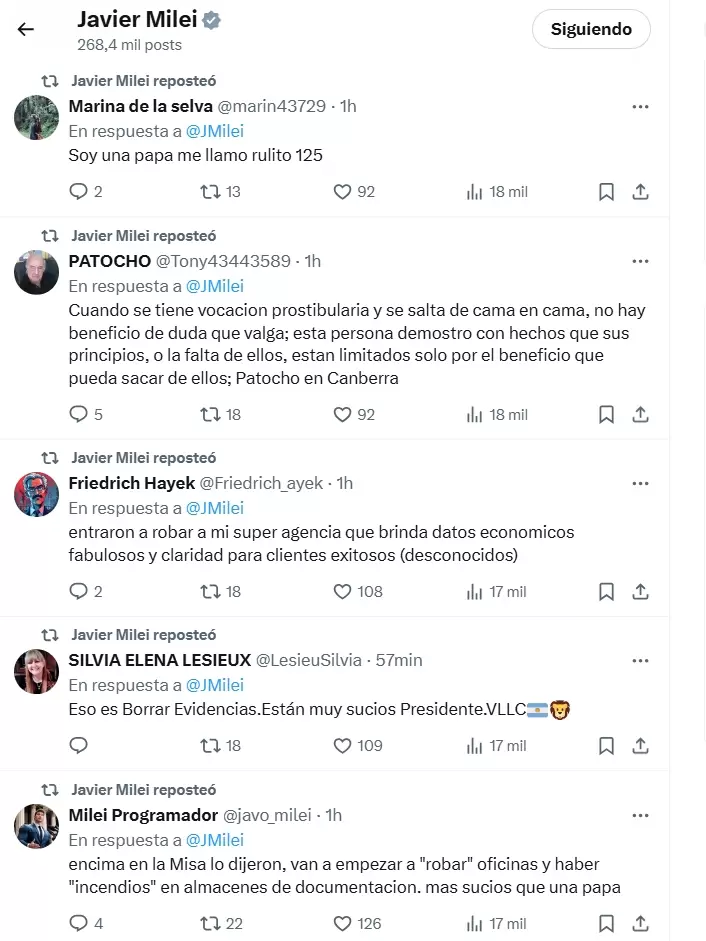Milei destrozó a Lousteau en redes