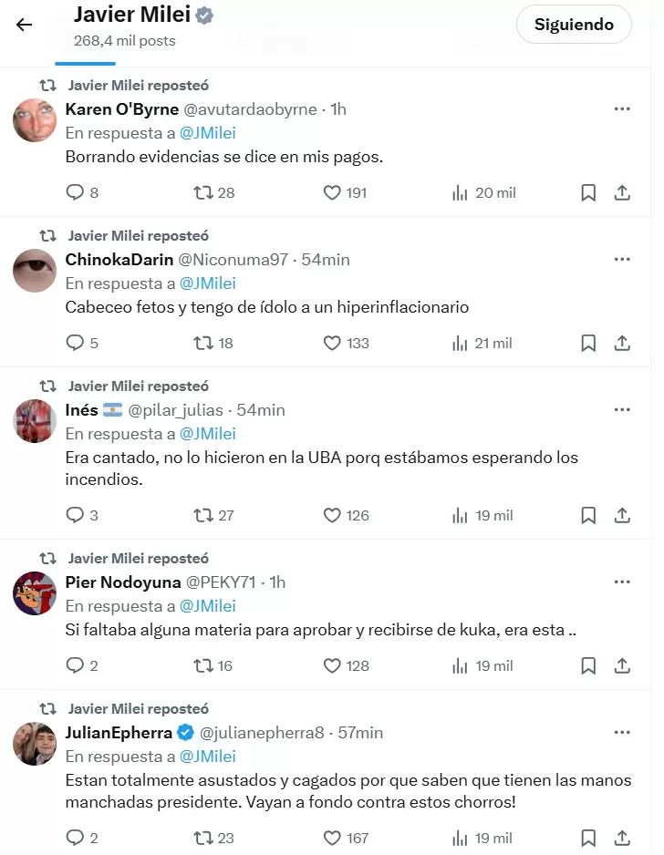 Milei destrozó a Lousteau en redes