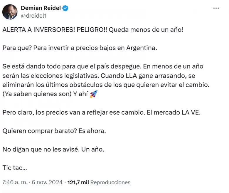 Reidel, super bullish.