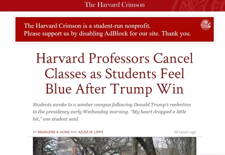 Papelón en Harvard: cancelan clases porque los alumnos se sentían mal tras la victoria de Trump