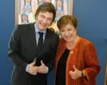 Javier Milei y la titular del FMI, Kristalina Georgieva