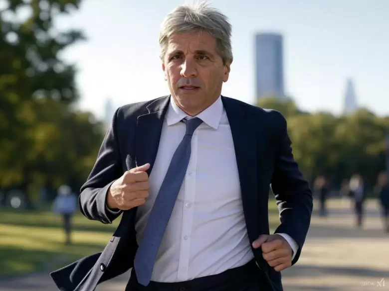 Imagen hecha con IA: Luis Caputo corriendo.