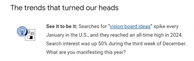 Según Google, el interés por los "vision boards" crece siempre en enero.