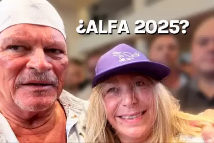 Karina Milei se fotografió este martes en Mar del Plata junto a Walter Santiago, "Alfa".
