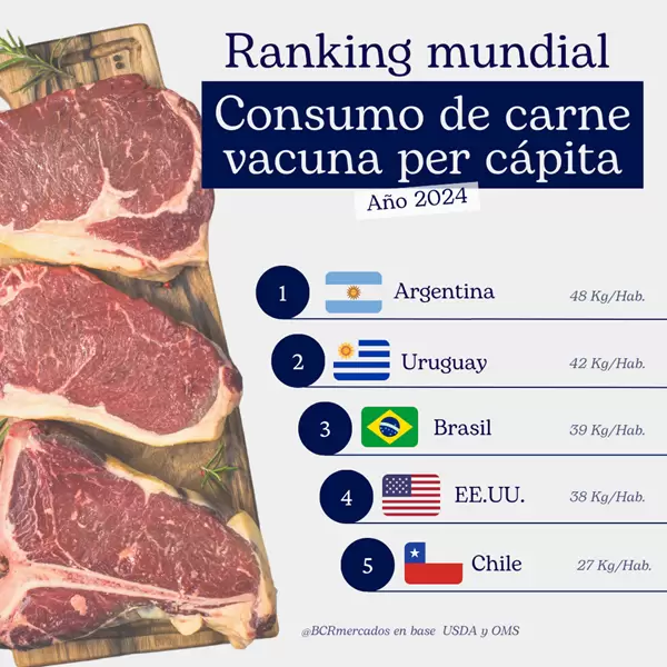 La Argentina de Milei es el país con mayor consumo de carne vacuna del mundo