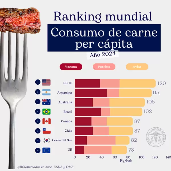 La Argentina de Milei es el país con mayor consumo de carne vacuna del mundo