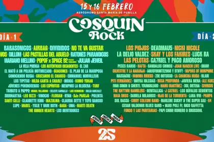 Grilla del Cosquín Rock 2025, que cumple un cuarto de siglo