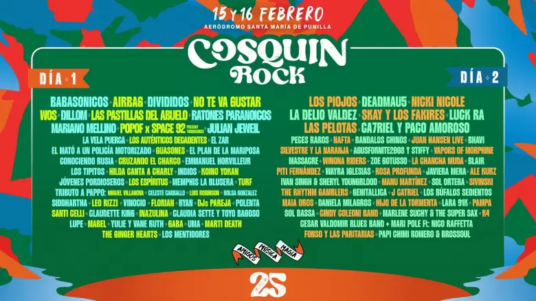 Grilla del Cosquín Rock 2025