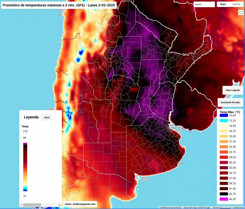El modelo GFS de la agencia NOAA de EE.UU.